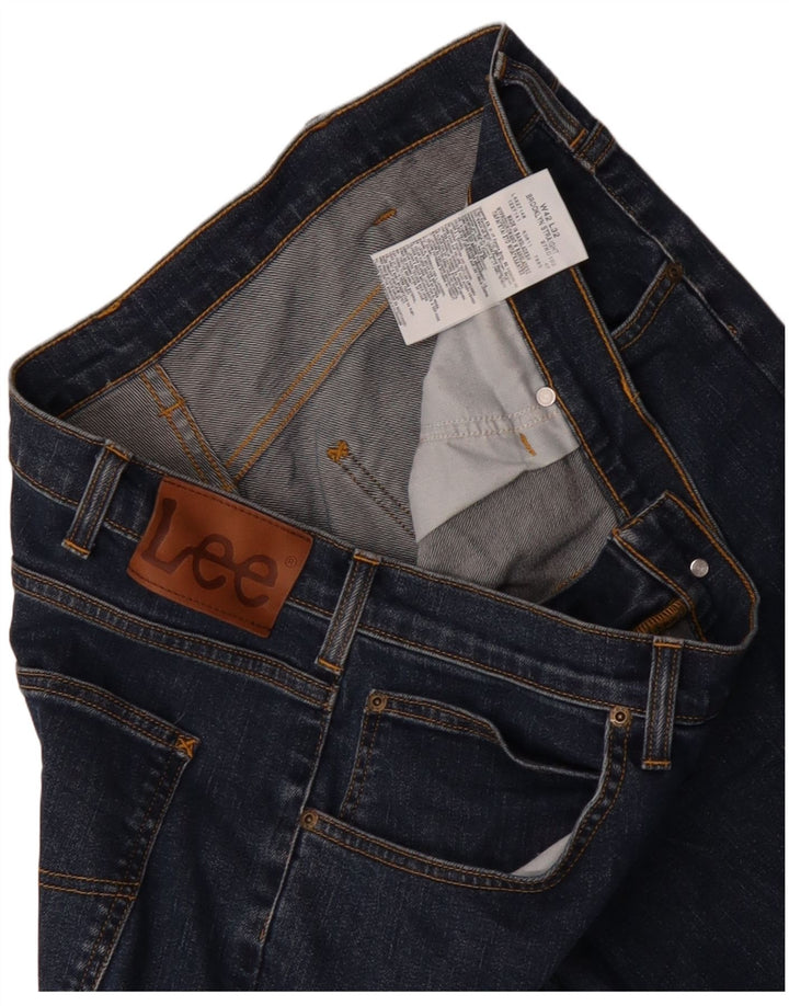LEE Herre Brooklyn Straight Jeans W42 L32 Marineblå Bomuld