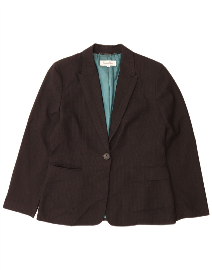 Calvin Klein Dame Blazer Jacket UK 10 Lille sort ternet polyester