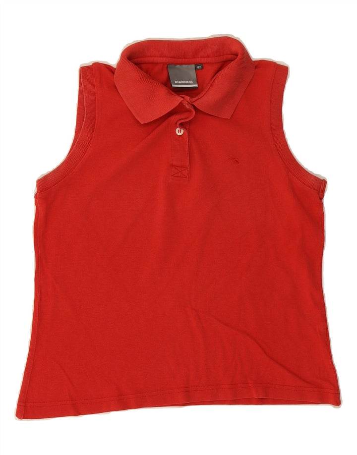 DIADORA Womens Sleeveless Polo Shirt IT 42 Medium Red Cotton Vintage Diadora and Second-Hand Diadora from Messina Hembry 
