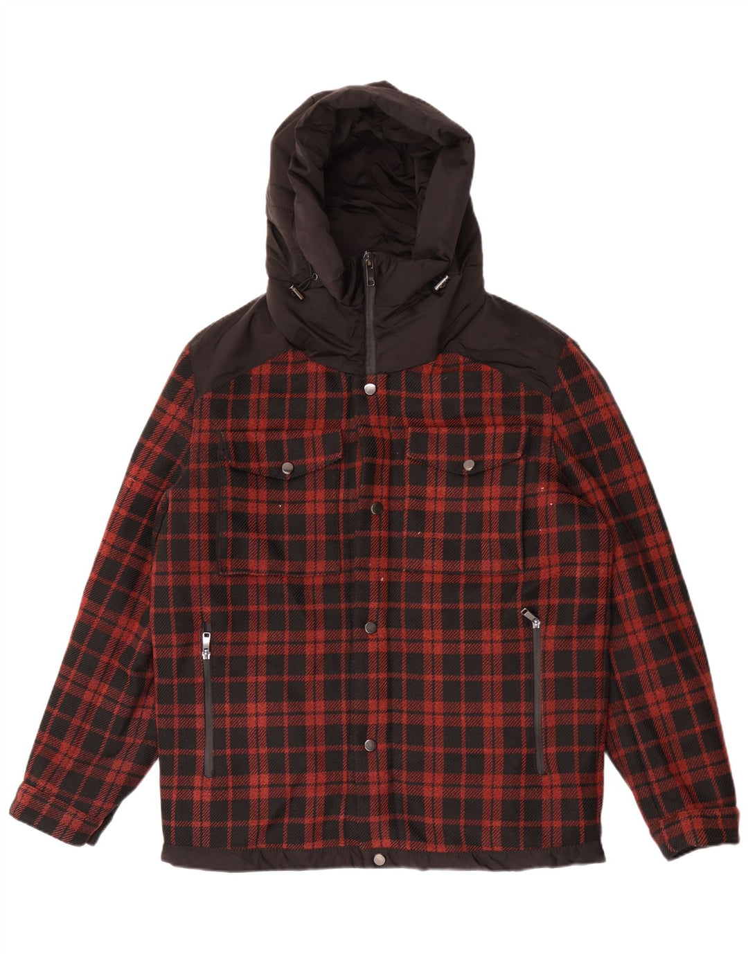 Zara Herre Hooded Hooded Utility Jacket UK 40 Stor sort ternet polyester