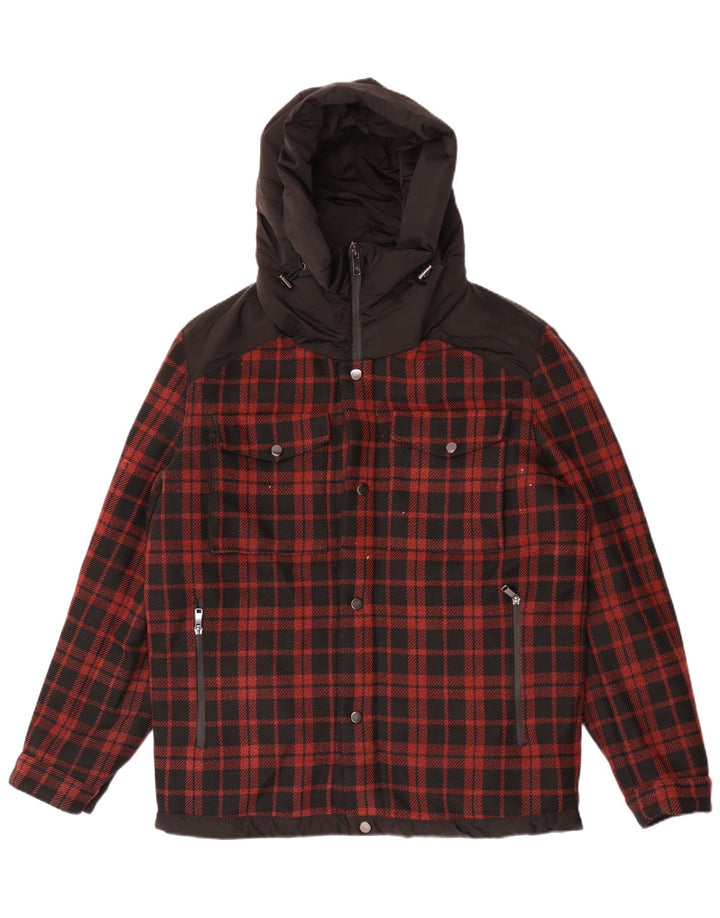 Zara Herre Hooded Hooded Utility Jacket UK 40 Stor sort ternet polyester