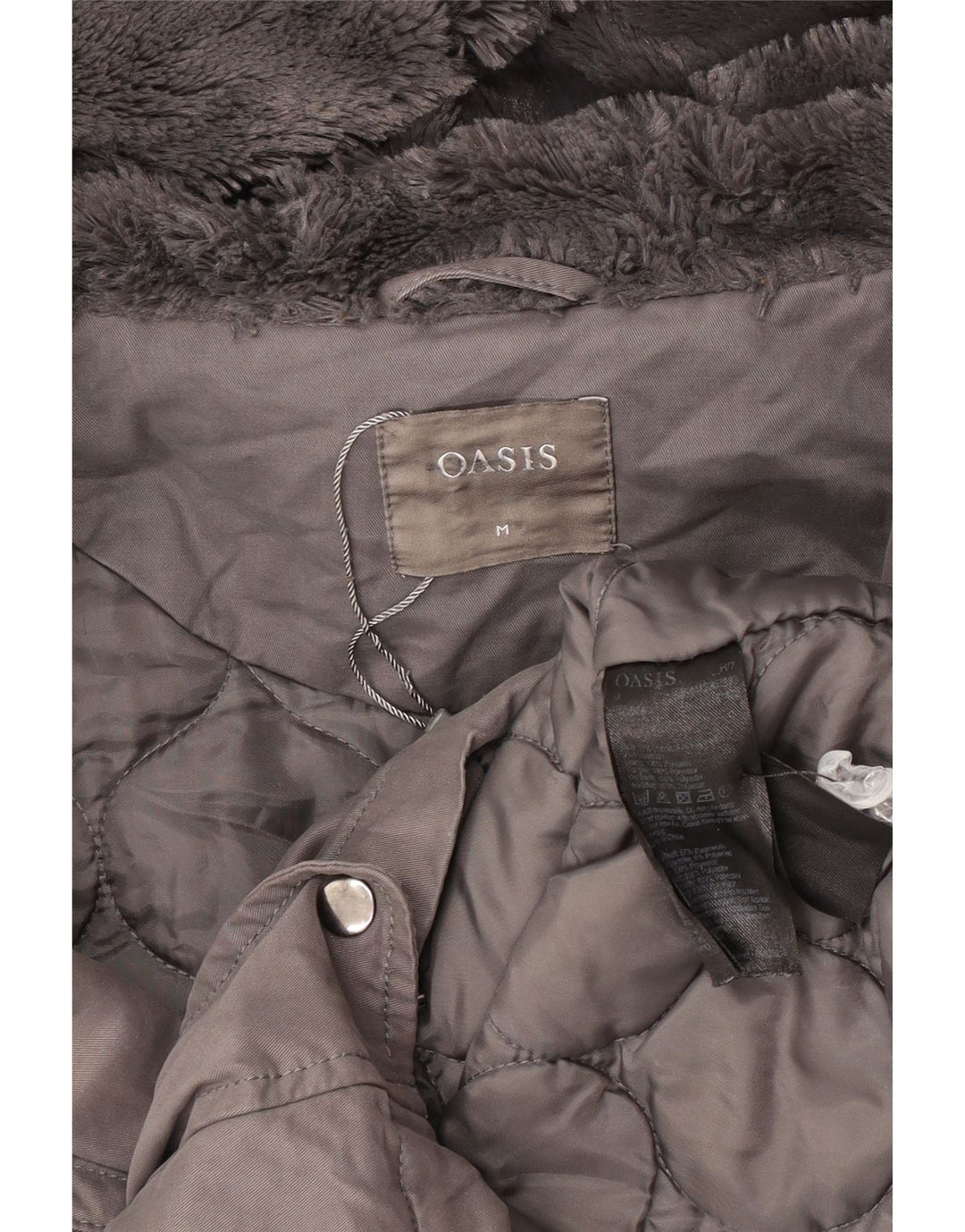Oasis Dame Hooded Parka Jacket UK 14 Medium Grey Polyester