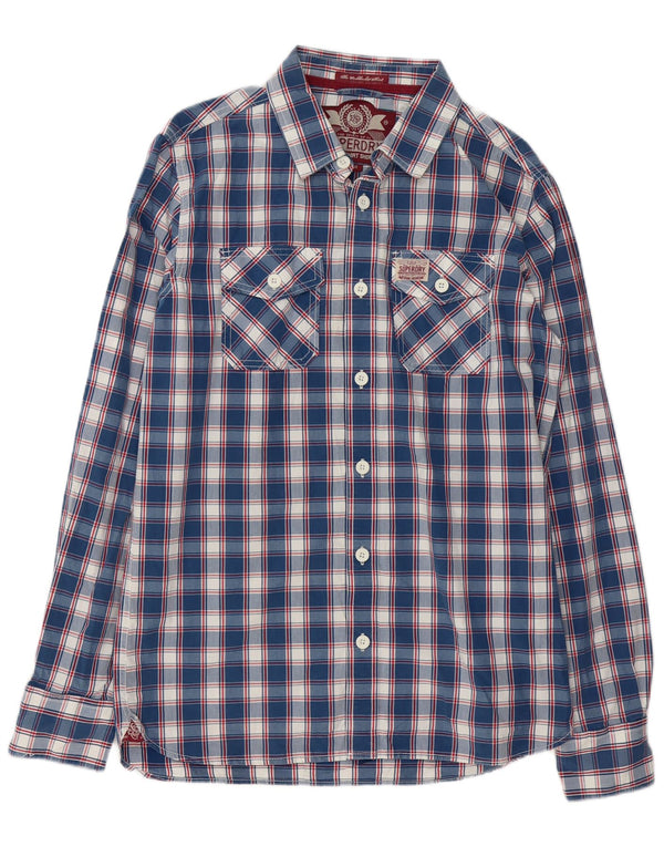 Superdry Mens Shirt Large Blue Check Cotton