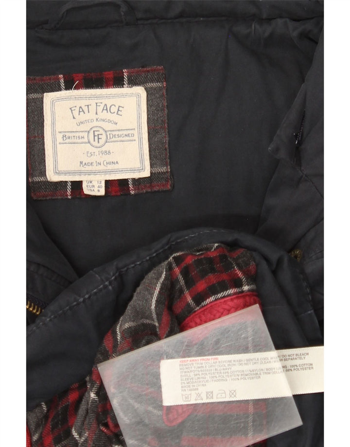 Fat Face Dame Polstret Jakke UK 12 Medium Navy Blue Polyester