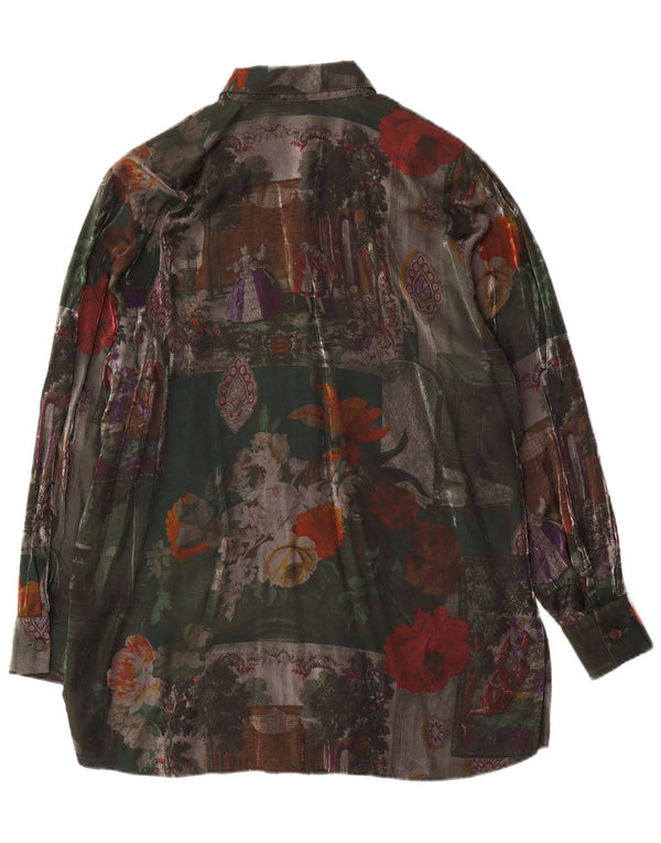 Schmeinck Womens Oversized Longline skjortebluse UK 18 XL Grøn blomster