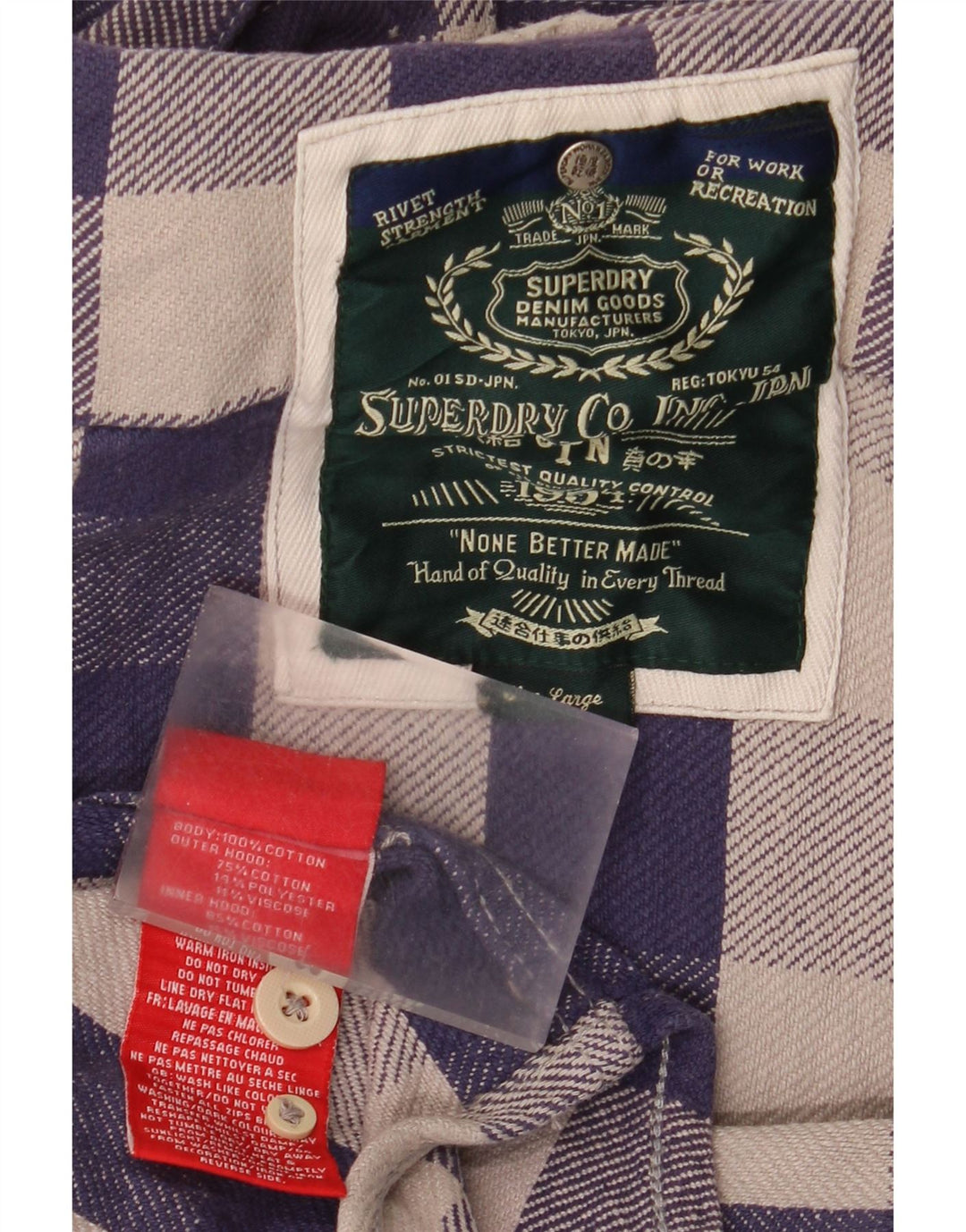 Superdry Flanelskjorte til mænd Stor marineblå Gingham Bomuld