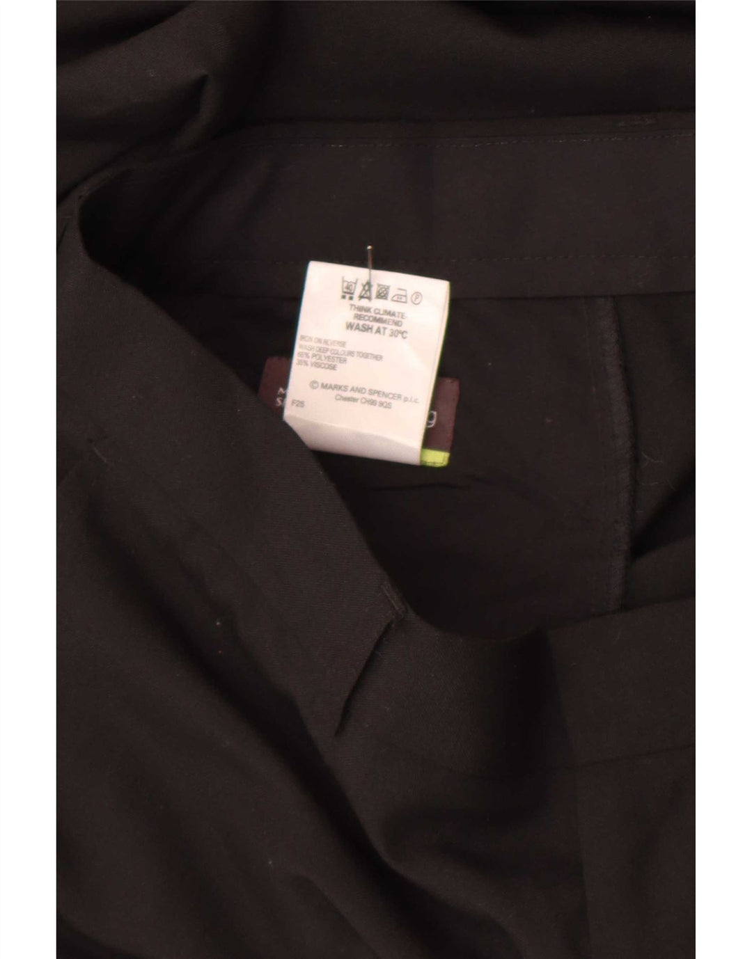 Marks & Spencer Straight Chino-bukser til mænd W34 L29 Sort polyester