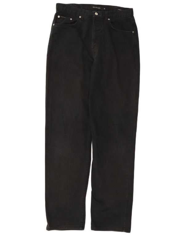 CALVIN KLEIN Herre Easy Fit Straight Jeans W32 L32 Sort Bomuld