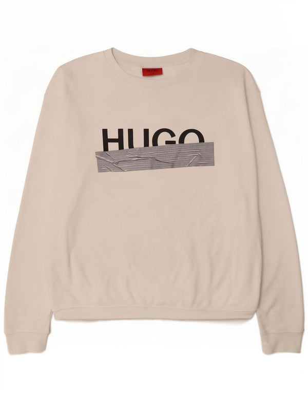 Hugo Boss Herre Grafisk Sweatshirt Jumper XL Hvid Bomuld