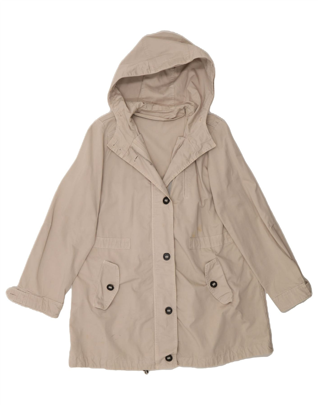 MARELLA Womens Hooded Overcoat UK 16 Large Beige Vintage Marella and Second-Hand Marella from Messina Hembry 
