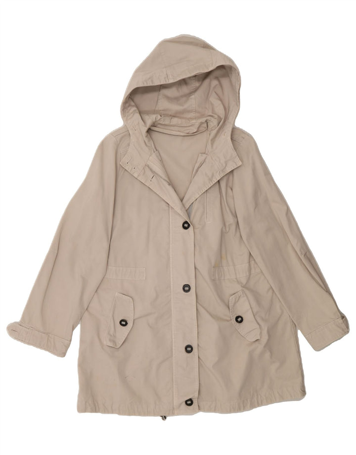 MARELLA Womens Hooded Overcoat UK 16 Large Beige Vintage Marella and Second-Hand Marella from Messina Hembry 