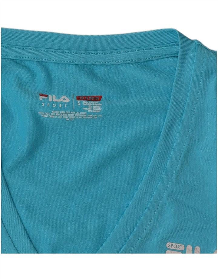 Fila Dame Top Langærmet UK 10 Small Blue Polyester Sports