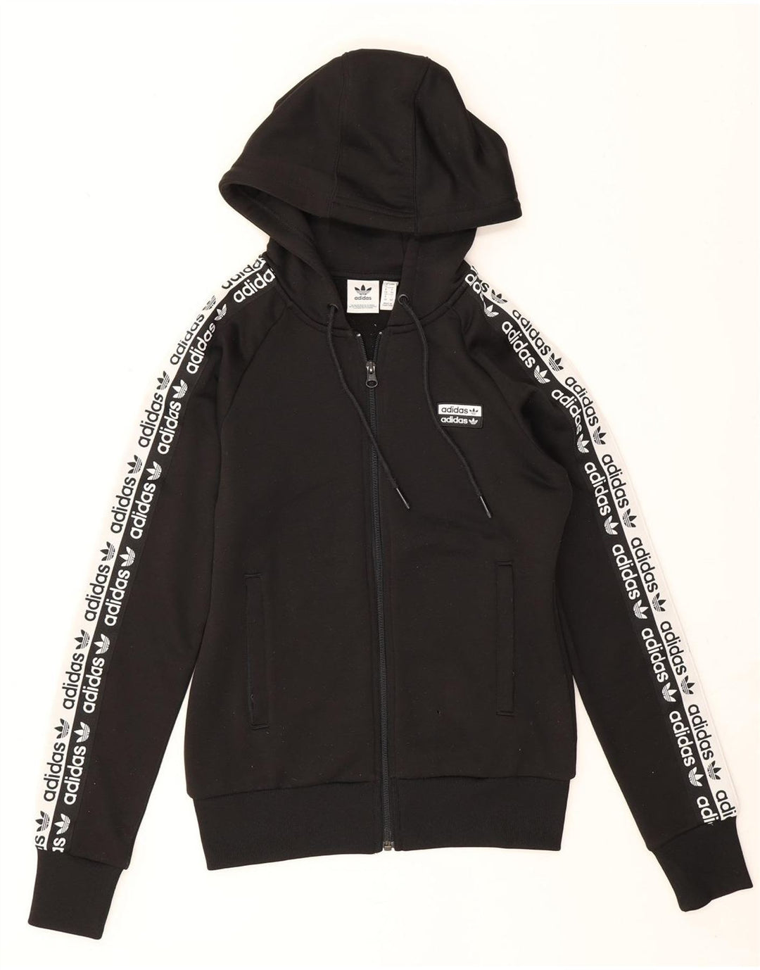 Adidas Dame Grafisk Hættetrøje Sweater UK 8 Lille Sort Polyester