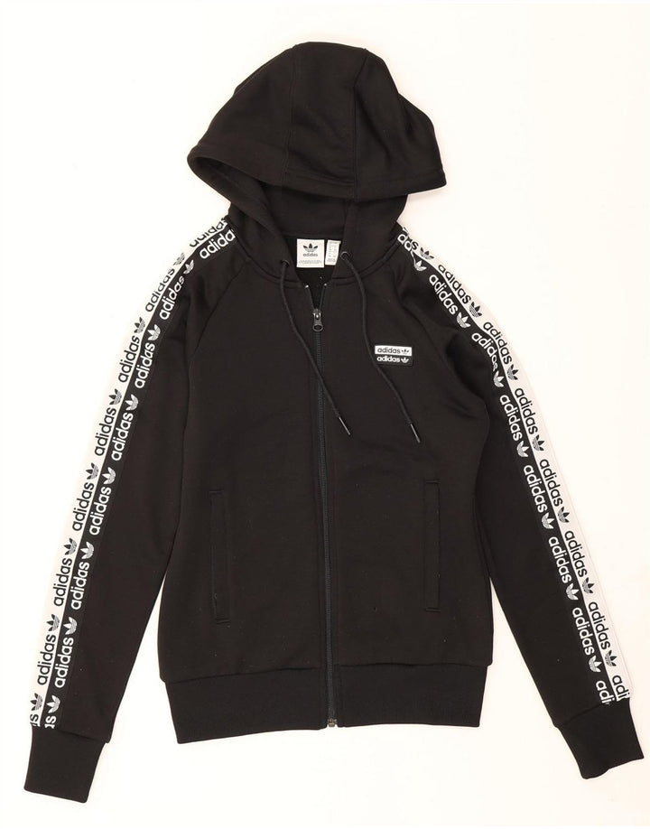 Adidas Dame Grafisk Hættetrøje Sweater UK 8 Lille Sort Polyester