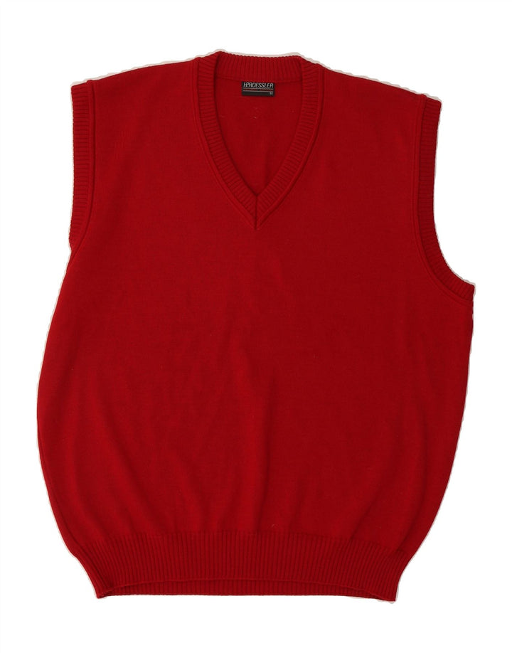 VINTAGE Mens Vest Tank Top IT 52 Large Red Wool Vintage Vintage and Second-Hand Vintage from Messina Hembry 