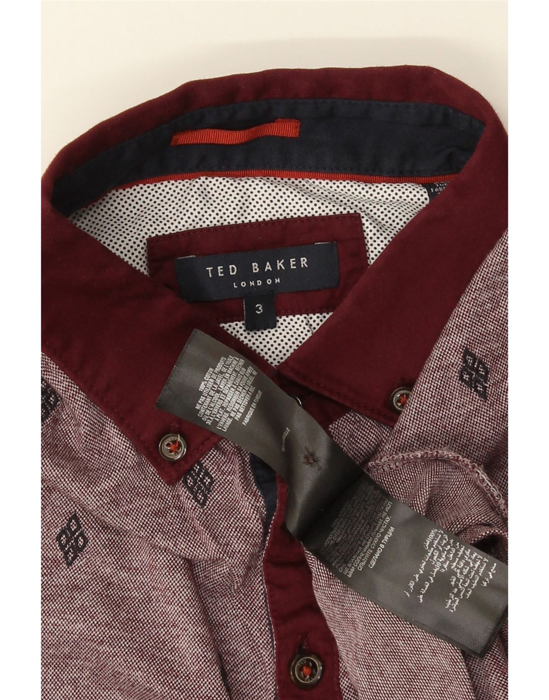 Ted Baker herre poloshirt str. 3 Medium Burgundy plettet bomuld
