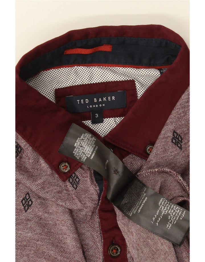 Ted Baker herre poloshirt str. 3 Medium Burgundy plettet bomuld