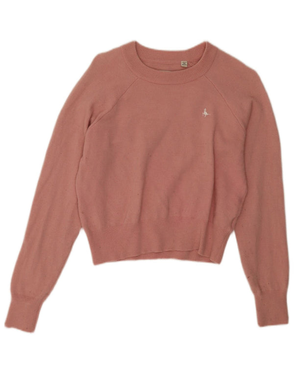 Jack Wills Womens Crop Oversized Boat Neck Jumper Sweater UK 6 XS Pink