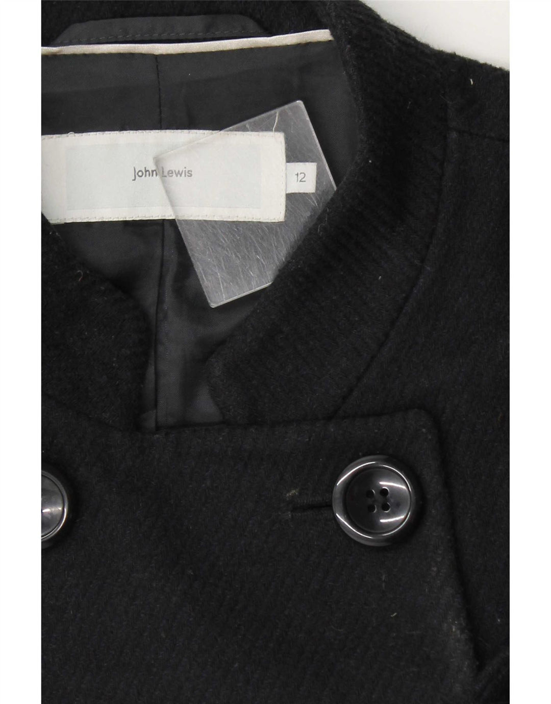 John Lewis Dame Dobbeltradet Frakke UK 12 Medium Sort
