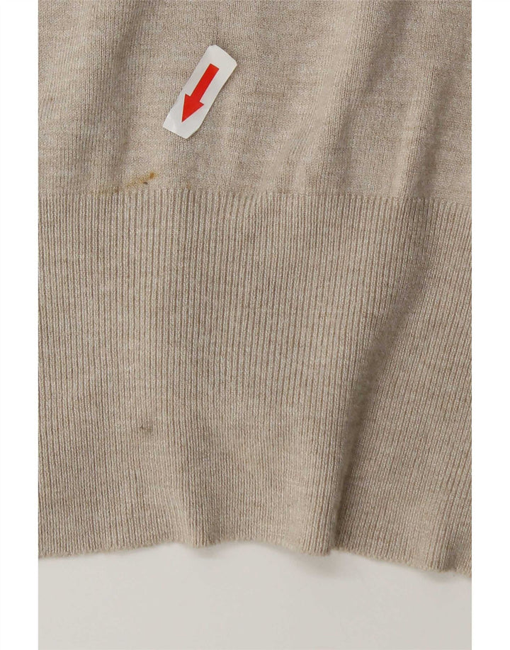 Zara Dame Cardigan Sweater UK 14 Medium Beige Rayon