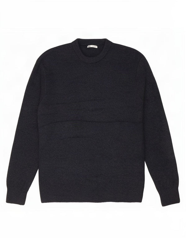 Zara herre rund hals sweater stor marineblå akryl