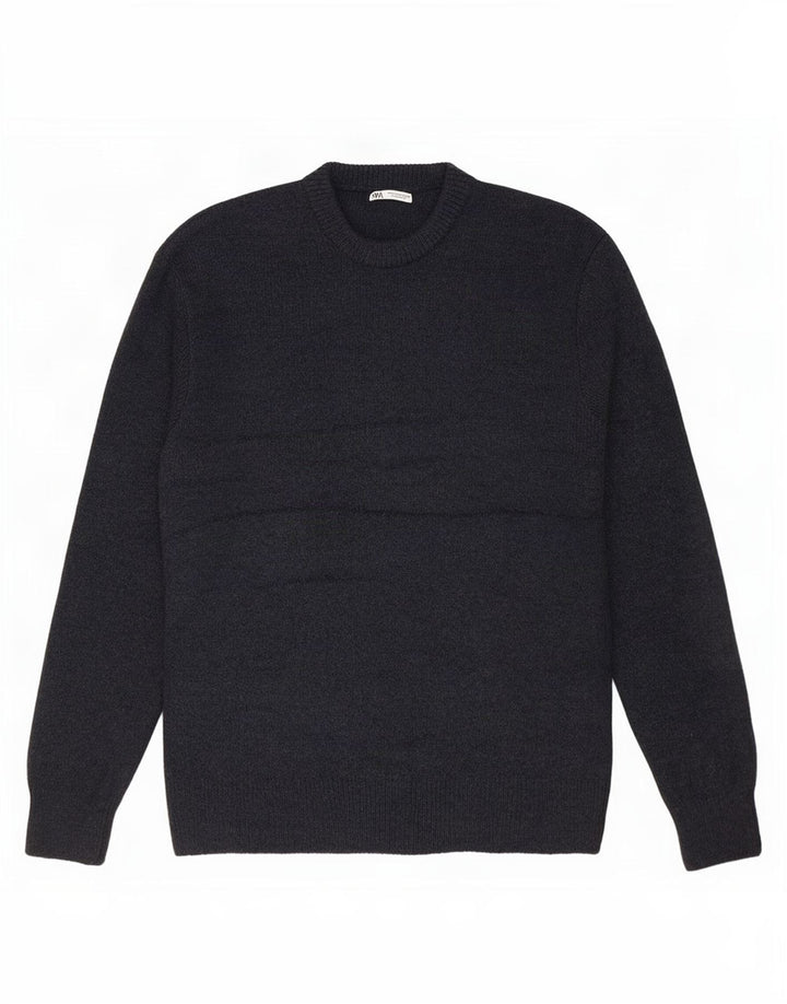 Zara herre rund hals sweater stor marineblå akryl