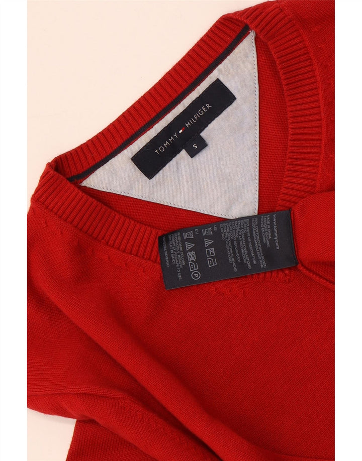 Tommy Hilfiger Herre V-hals sweater lille rød bomuld