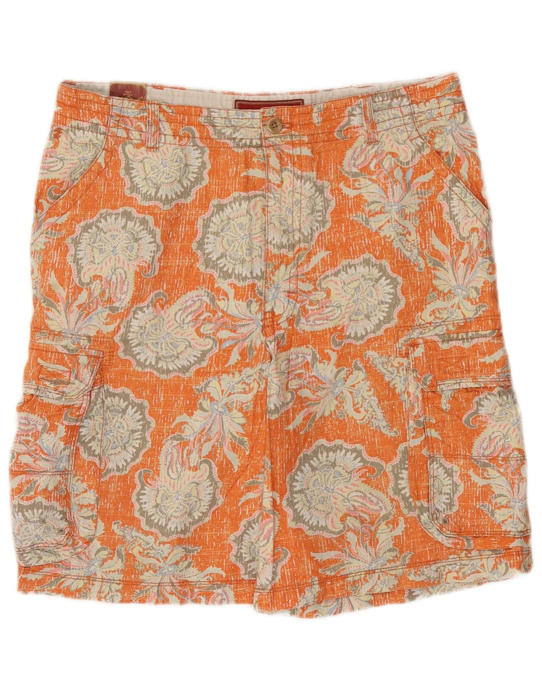 Izod Herre Cargo Shorts W34 Large Orange Floral Bomuld