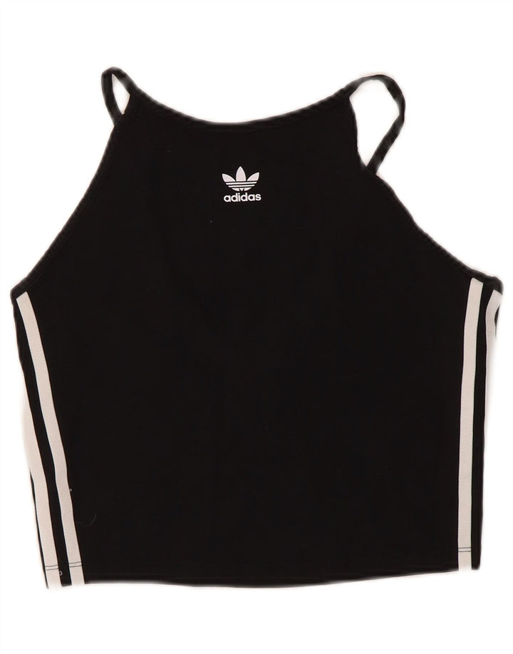 Adidas Womens Crop Halter Top UK 10 Small Black Bomuld