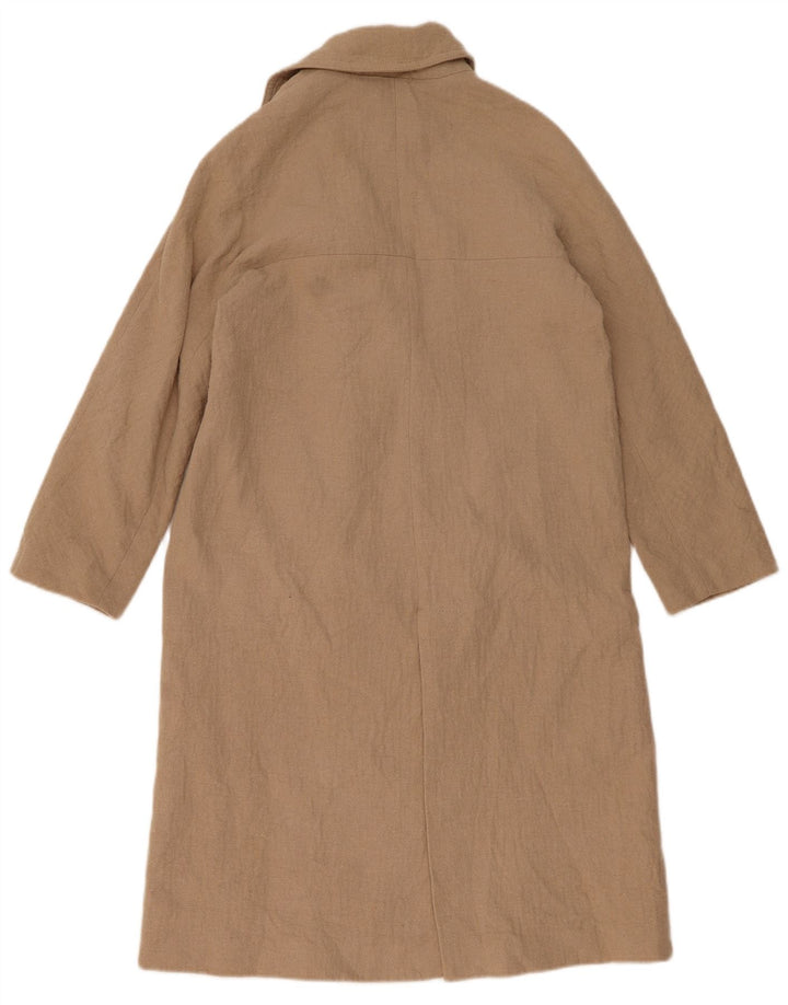 ZARA Dobbeltradet frakke til kvinder UK 14 Medium Beige Bomuld