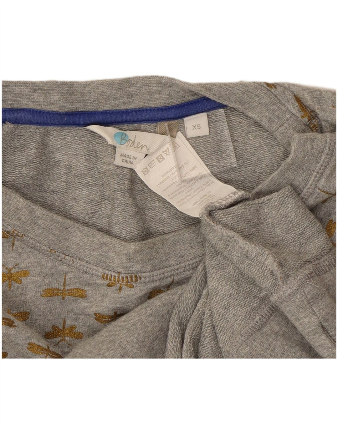 Boden Womens Crop Abstrakt mønster Oversized Sweatshirt Jumper UK 6 XS Grå