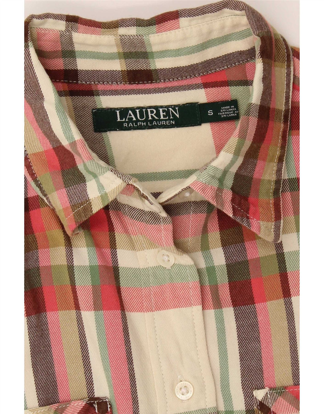 Ralph Lauren Dame Flanell Shirt UK 10 Small Off White Check