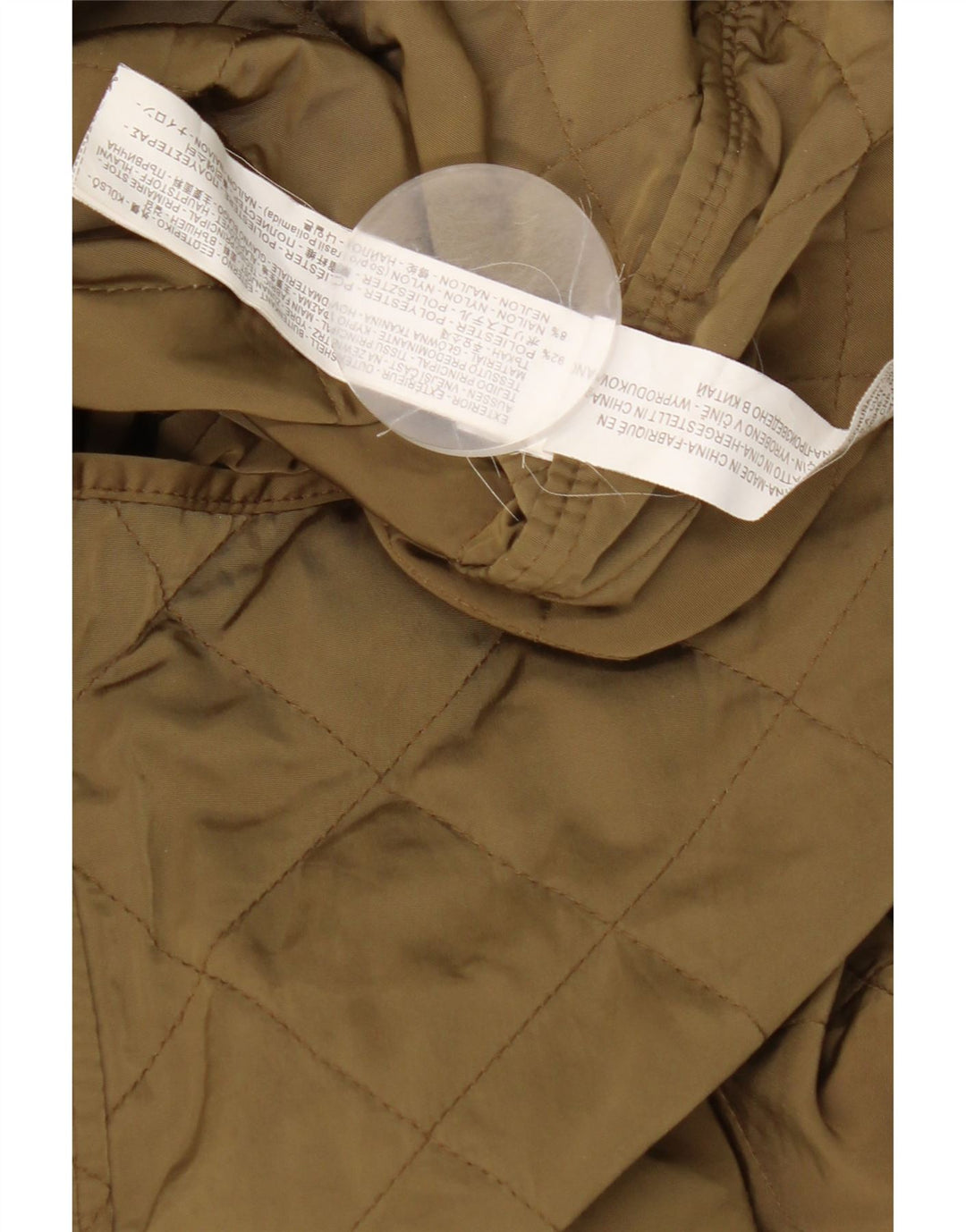 ZARA Quiltet jakke med hætte til kvinder UK 14 Medium Khaki Polyester