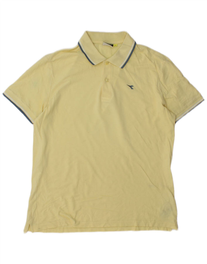 DIADORA Mens Polo Shirt XL Yellow Cotton