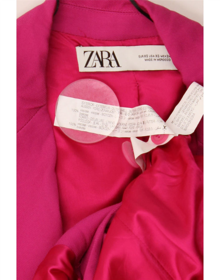 ZARA Dame Loose Fit Double Breasted Blazer Jacket UK 6 XS Pink Viscose