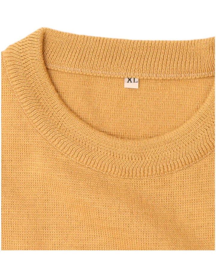 Vintage herre sweater med rund hals XL gul uld