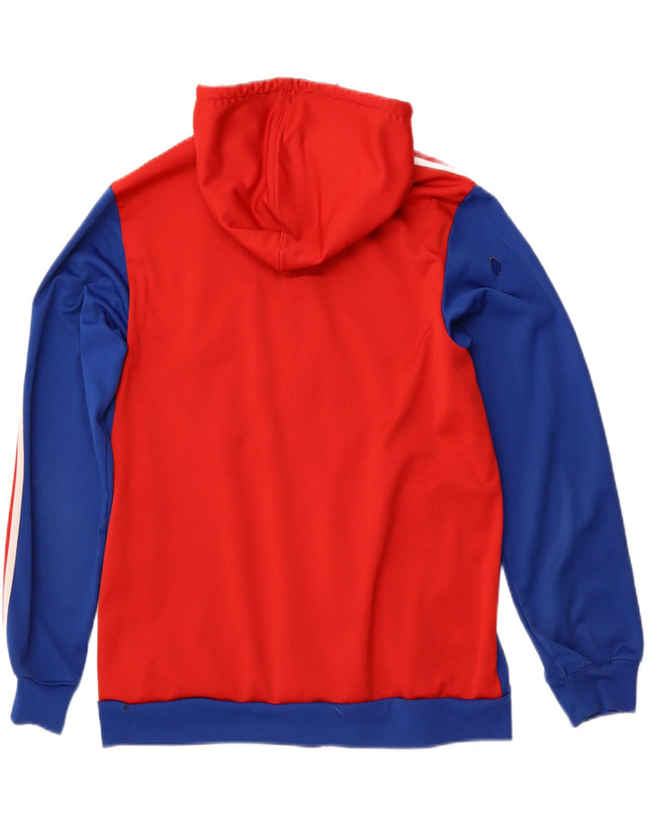 ADIDAS grafisk hættetrøje med lynlås til mænd Large Blue Colourblock Polyester