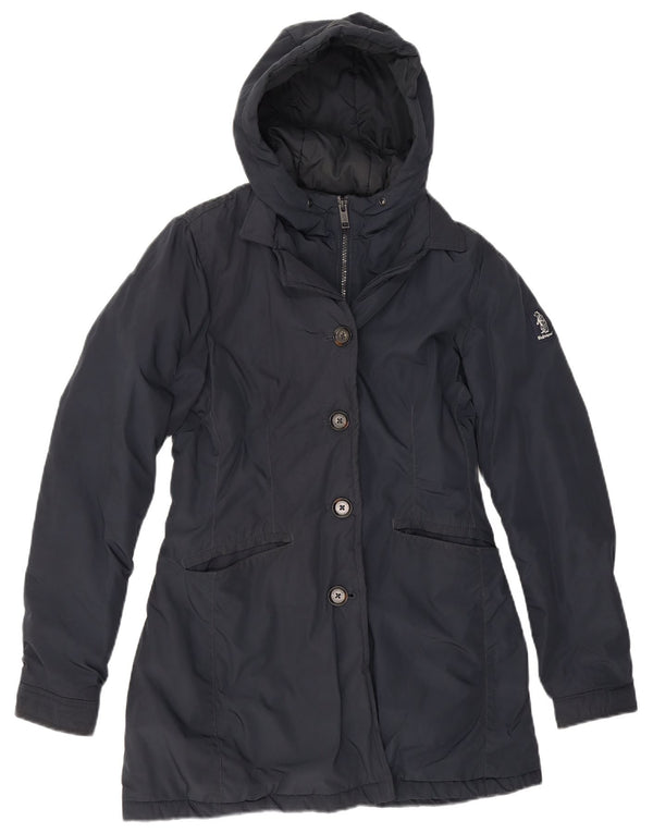 Refrigue Dame Hooded Parka Jacket UK 6 XS Navy Blue Polyester