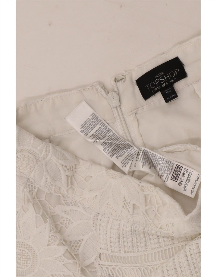 Topshop Dame Mini-nederdel UK 8 Small W28 White Floral Polyester
