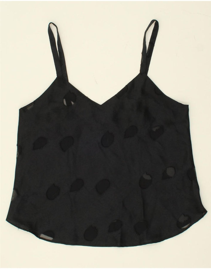 VINTAGE Womens Cami Top UK 12 Medium Black Vintage Vintage and Second-Hand Vintage from Messina Hembry 