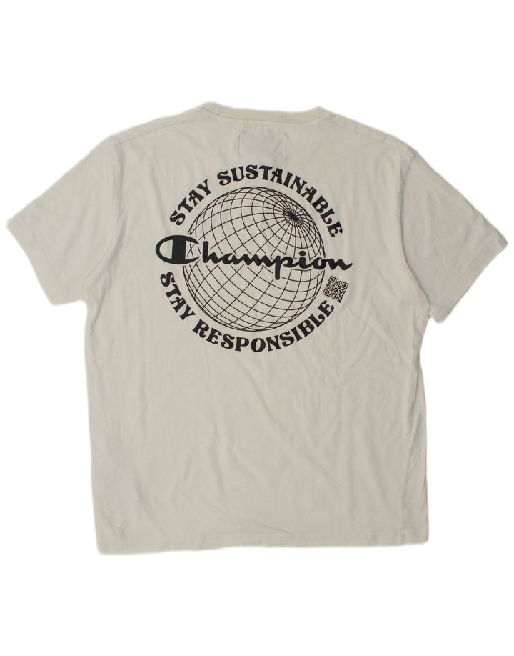 CHAMPION Herre grafisk T-shirt Top Stor hvid bomuld