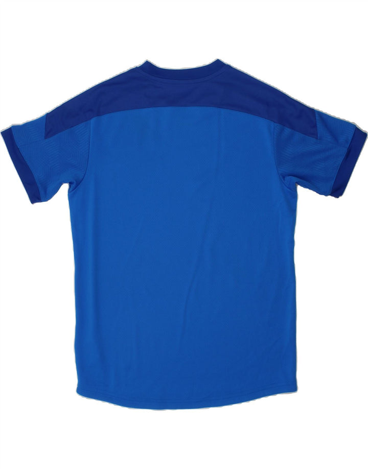 PUMA Boys T-Shirt Top 11-12 Years Blue Colourblock Polyester Vintage Puma and Second-Hand Puma from Messina Hembry 