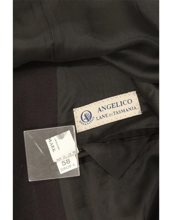 Angelico Herre Dobbeltradet Blazerjakke IT 58 4XL Sort Uld