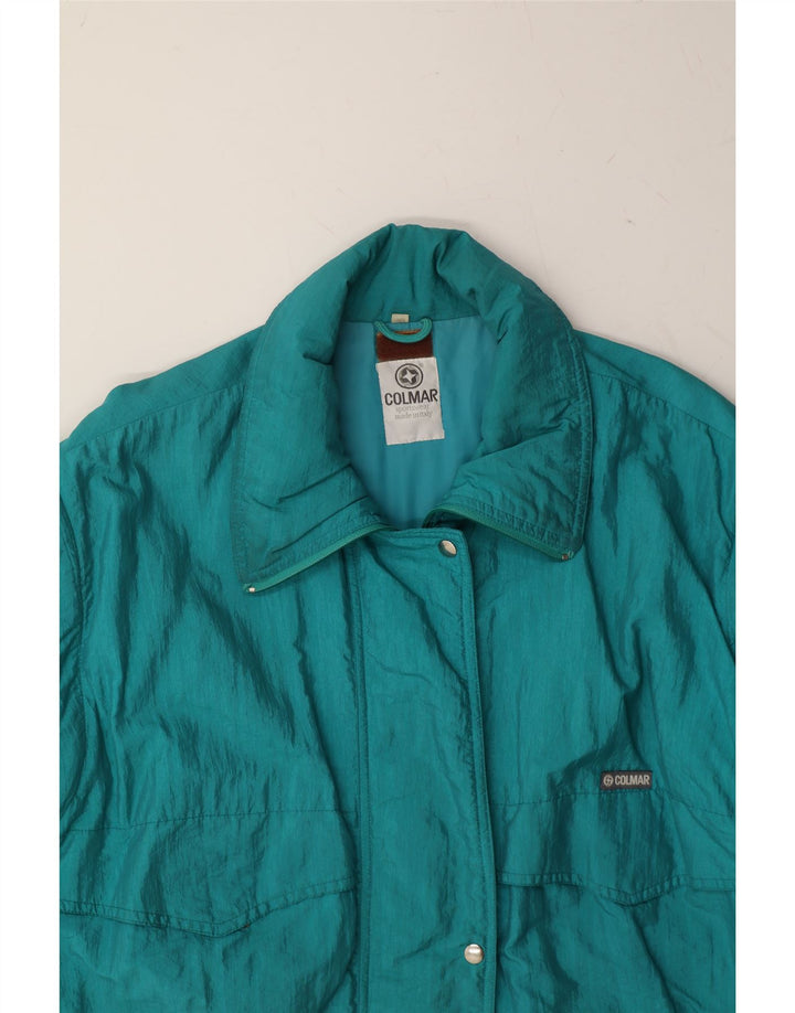 COLMAR Womens Windbreaker Jacket IT 48 XL Turquoise Polyester Vintage Colmar and Second-Hand Colmar from Messina Hembry 