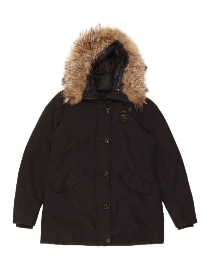 Blauer Dame Hætte Oversized Polstret Jakke UK 10 Small Black Bomuld