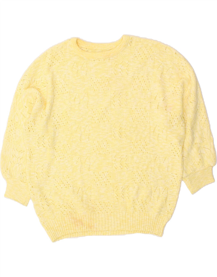 VINTAGE Womens Crew Neck Jumper Sweater UK 12 Medium Yellow Wool Vintage Vintage and Second-Hand Vintage from Messina Hembry 
