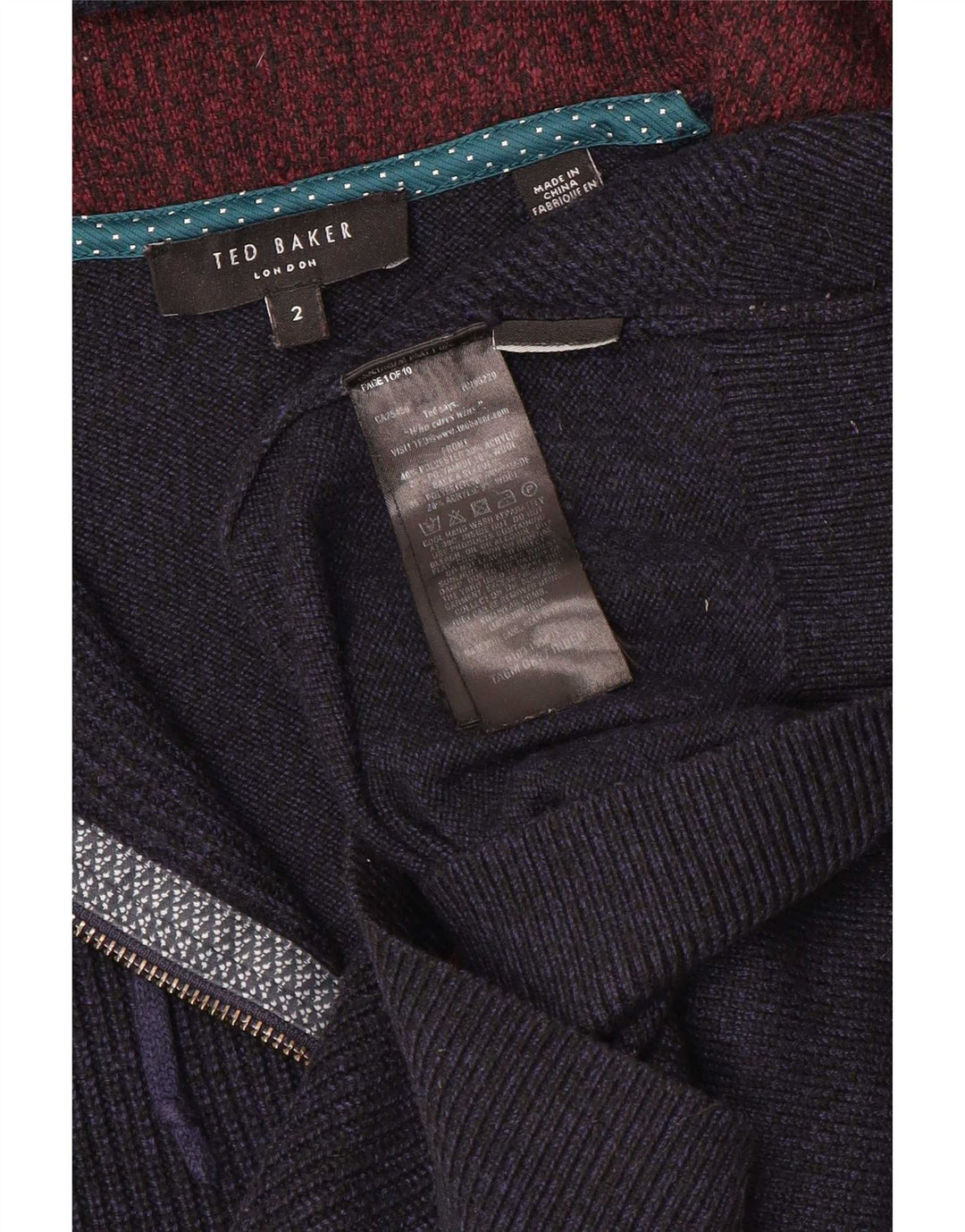 Ted Baker Herre Hooded Cardigan Sweater med fuld lynlås størrelse 2 Small Navy Blue
