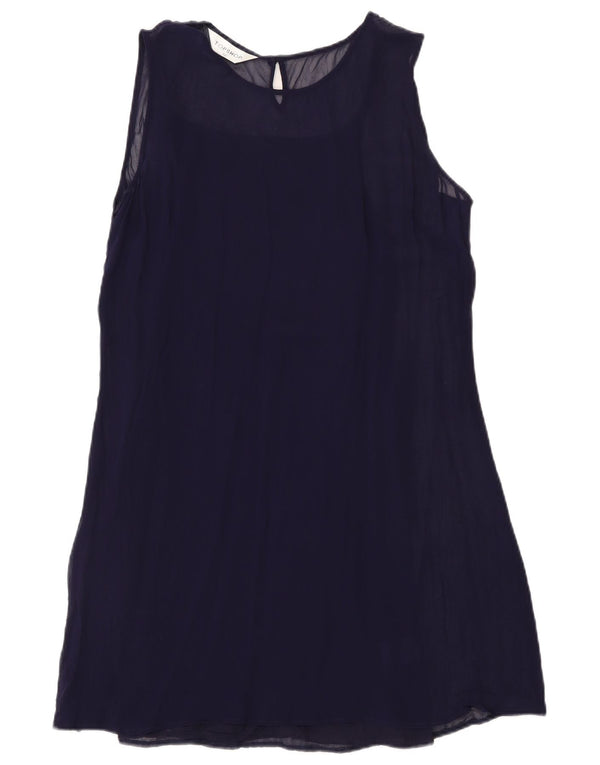 Topshop Dame Ærmeløs Shift Dress UK 12 Medium Navy Blue Viscose