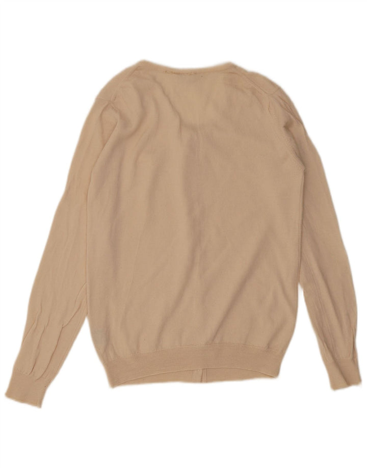 Lacoste Dame Cardigan Sweater Størrelse 42 Large Beige Ny Uld