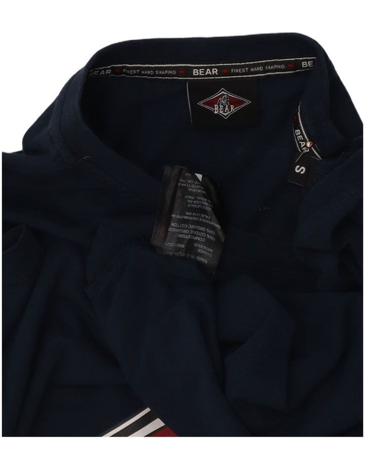 Bear Herre grafisk T-shirt Top Lille marineblå bomuld